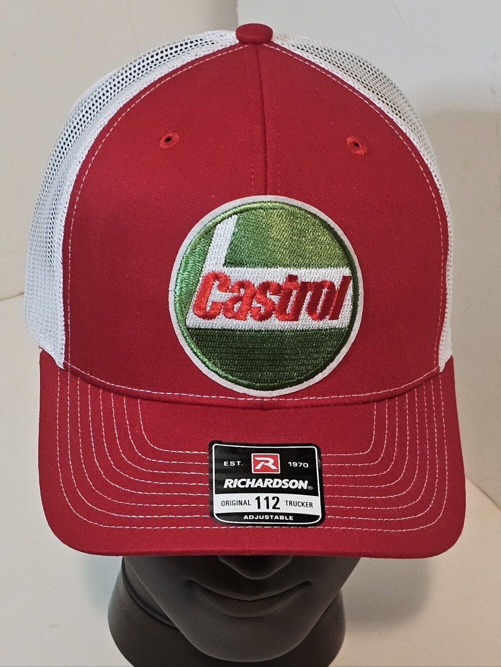 Castrol Richardson 112 TruckerMesh Snapback Cap Hat Red Green & White  *RARE NWT